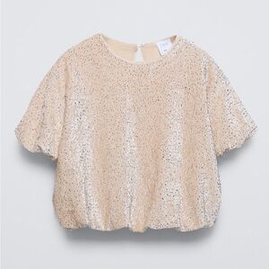 Zara BEADED VELVET T-SHIRT